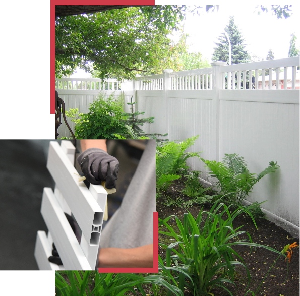 Person installing fence garden